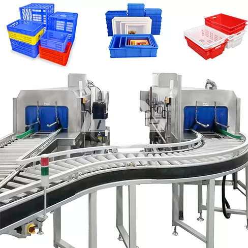 Máquina limpiadora de cajas de doble canal