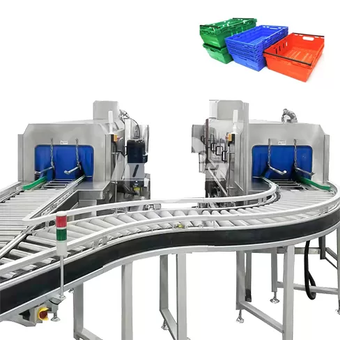 Máquina limpiadora de cajas de doble canal