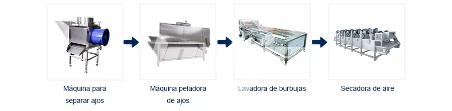 Proceso de Línea de Producción Línea de producción de pelado de ajos
