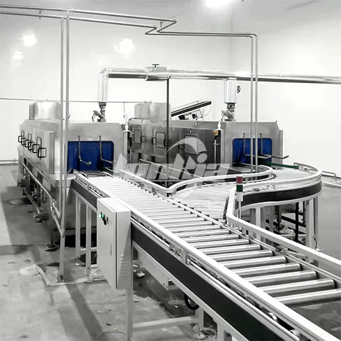 Máquina limpiadora de cajas de doble canal