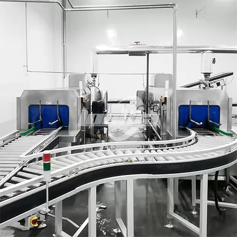 Máquina limpiadora de cajas de doble canal