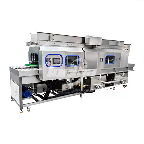 Lavadora de cajas con retorno automático