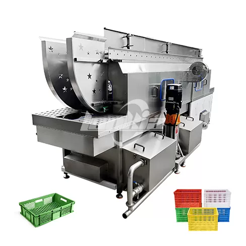 Lavadora de cajas con retorno automático